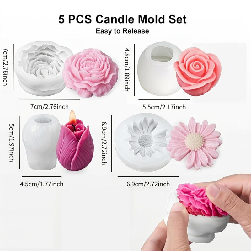 4Flower Candle Mold Set，Used f - Candle Making Kit Wholesale 리뷰 및 가격