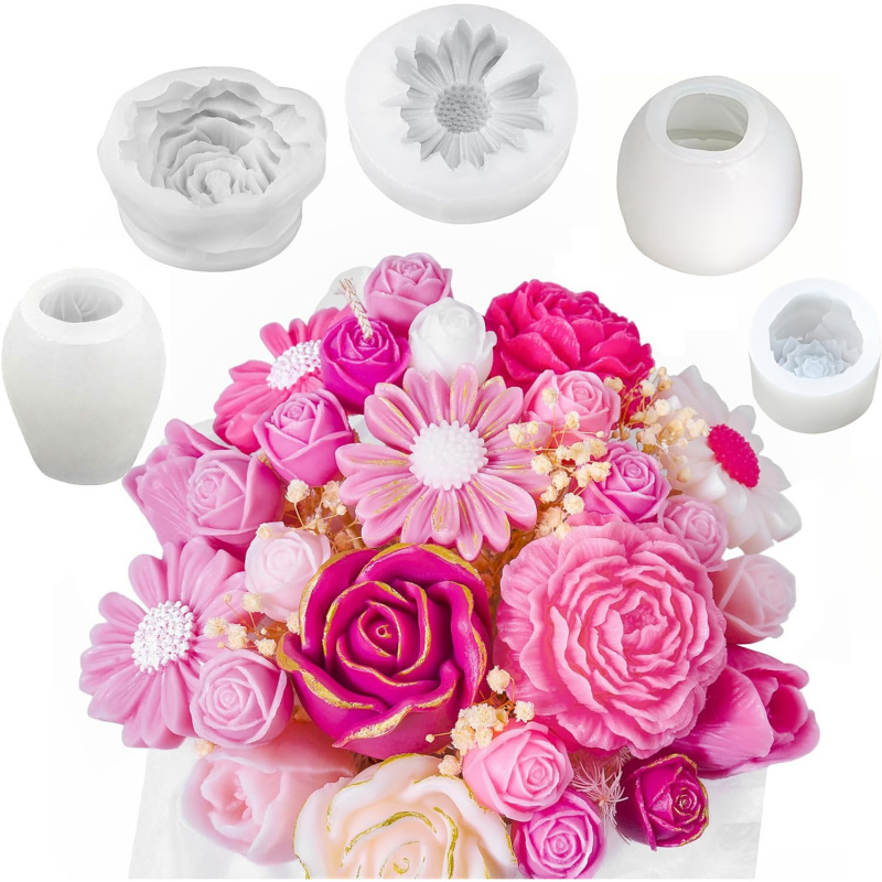 5Flower Candle Mold Set，3D Flo - Candle Making Kit Wholesale 리뷰 및 가격